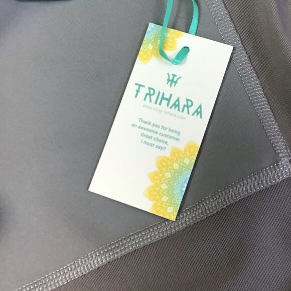 TRIHARA Gray High Rise Mesh Panel Athletic Leggings Size Large - Picture 7 of 9